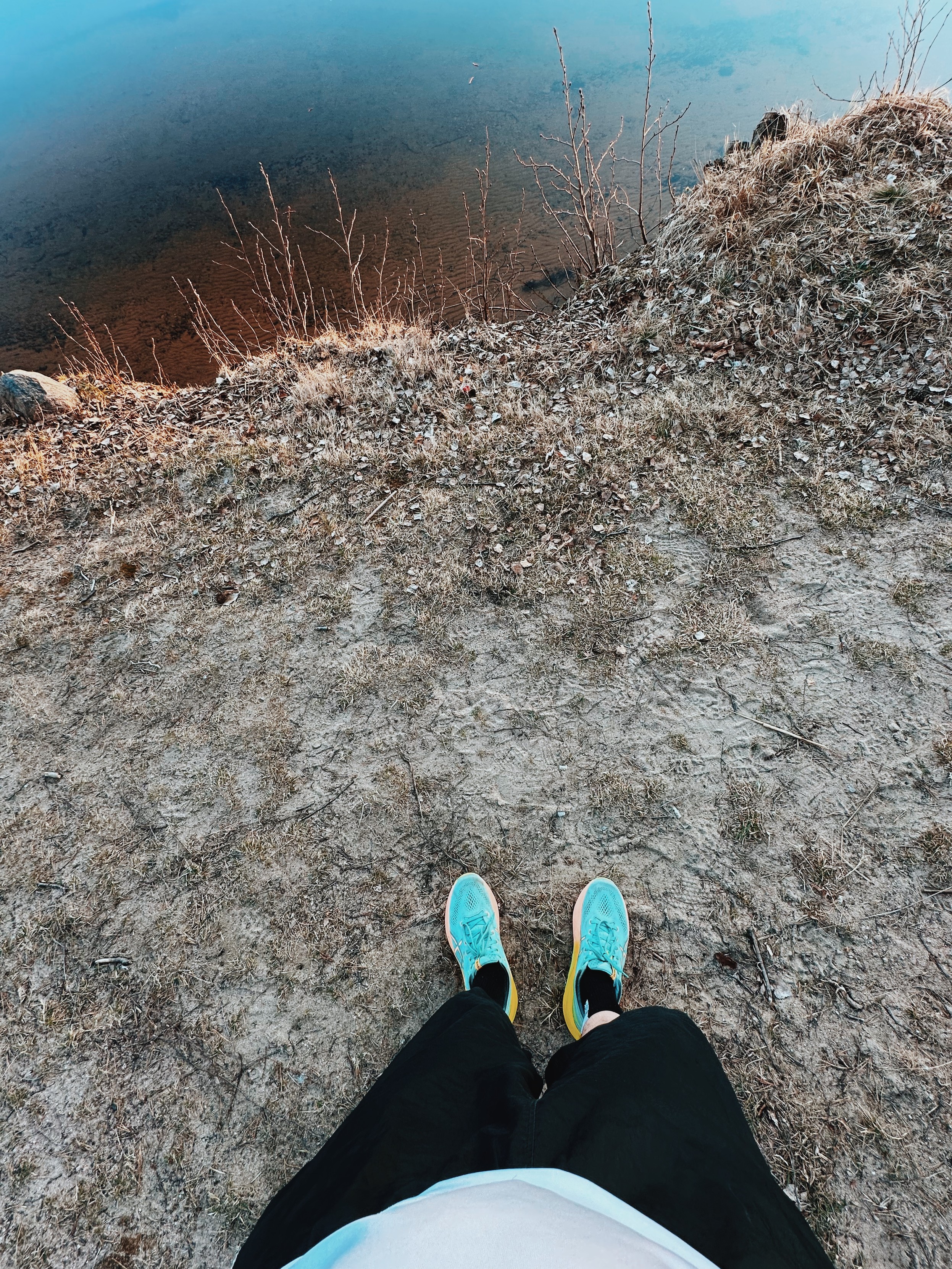 From eye perspective, beach, shoes, running clothing