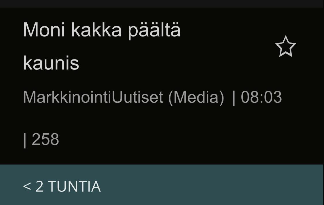 Osittainen kuvankaappaus. Moni kakka päältä kaunis. MarkkointiUutiset (Media) 08:03 258 < 2 TUNTIA