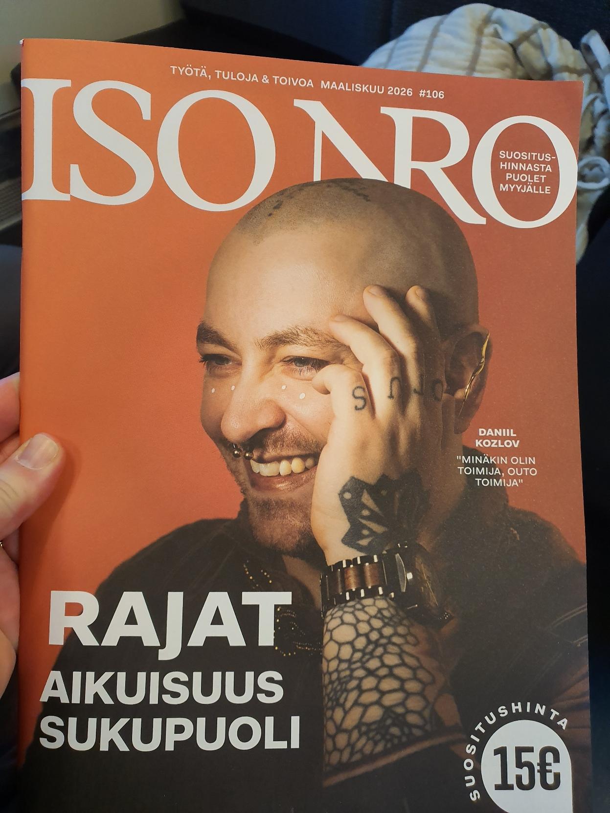 Iso Numero -lehden maaliskuun 2026 numeron kansikuva, aiheena rajat.