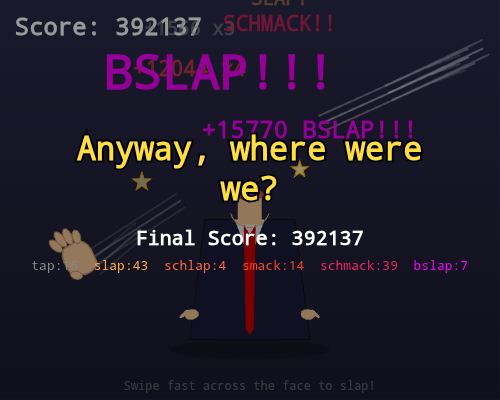 Slapper game win screen
