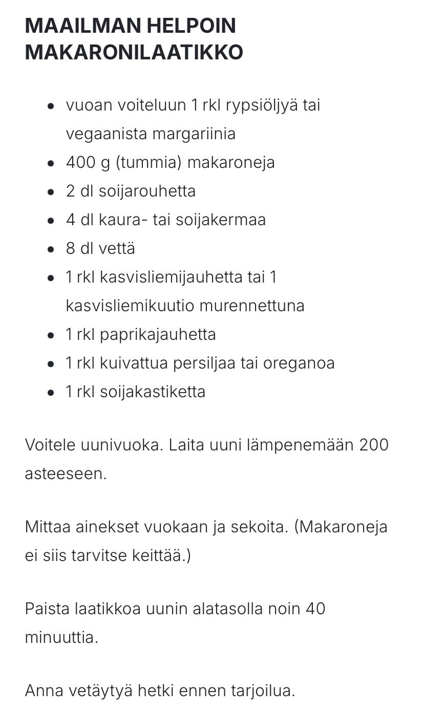 Maailman helpoin makaronilaatikko.