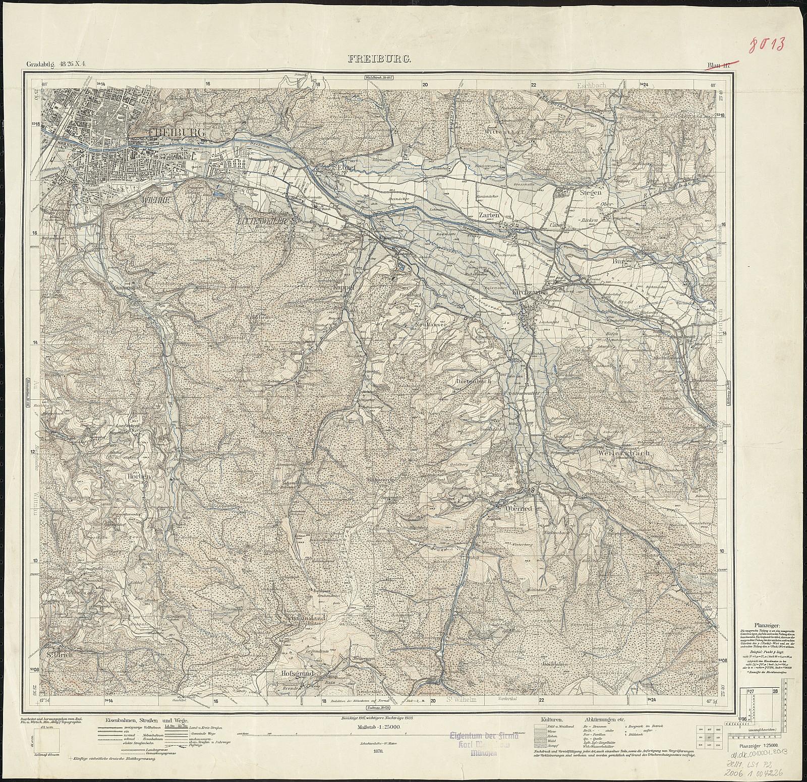 A 19th century map of the Freiburg area.