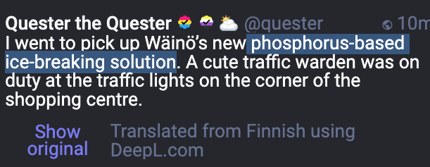 A screenshot of this thread's original toot, highlighting a mistranslation.